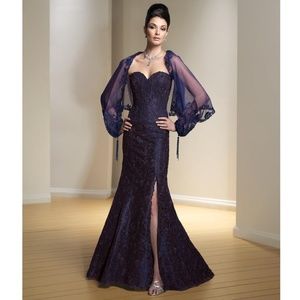 Strapless Lace Taffeta Evening Mon Cheri Montage